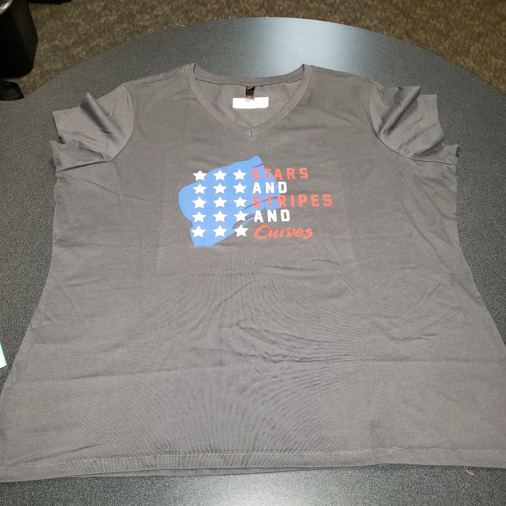Gray Workout Tee Stars N Stripes - Picture 1 of 4